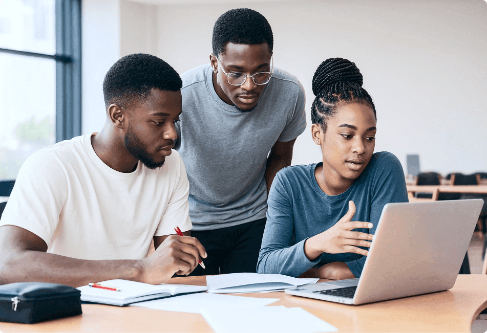 Students collaborating during an Eljey Enterprise Academy mentorship session